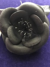 Vintage Millinery Flower Tailored all Black 4" German Bloom Fabric for Hat NI