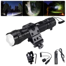 500yards LED White Light Hunting  Flashlight Torch + Clip Mount +Switch   m