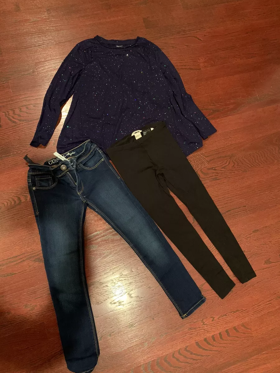 Guess Los Angeles, H & M, Gymboree Bundle Of Girls' Top, Jeans, Leggings  7/8 Y