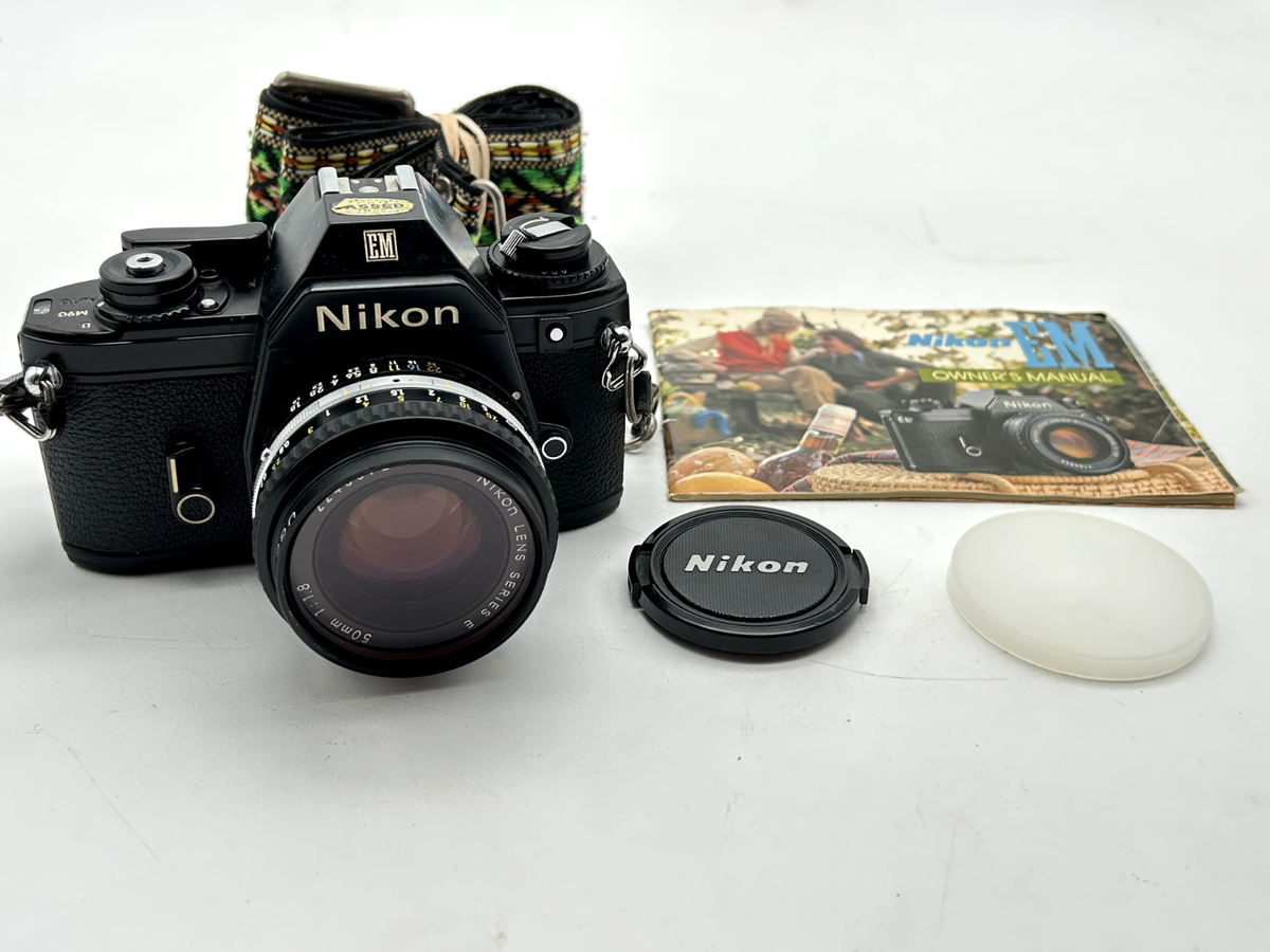 Nikon EM 35mm Film Camera W/ Nikon 50mm Series E Lens Tested Working