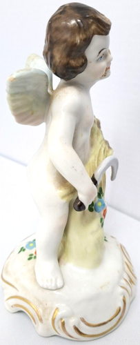Estatuilla de querubín de porcelana pintada original de Dresde de Alemania 4 estaciones rara - Imagen 7 de 8
