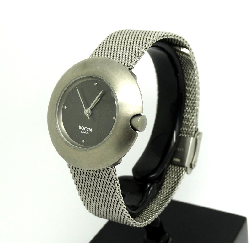 Ladies All Titanium BOCCIA Modern Mesh Band Charcoal Dial  display picture 2