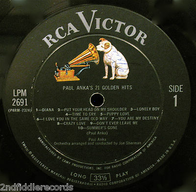 PAUL ANKA-21 GOLDEN HITS-Early Rock Teen Idol Album-RCA VICTOR