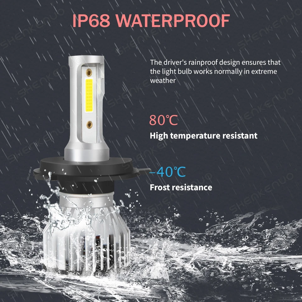 H4/9003 High Low Beam LED Headlight Bulbs Kit for Toyota 4Runner 1999-2002 6000K - Image 4 of 4