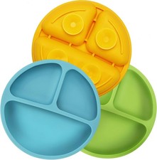 Divided Unbreakable Silicone Baby and Toddler Plates - - Non-Slip