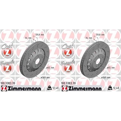 2X ZIMMERMANN Disques de Frein Avant 369mm Ventilé Disque en Deux Parties - Photo 1/2