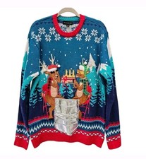 Ugly Christmas Sweater Deer With Beer SZ Large Blizzard Bay Holiday