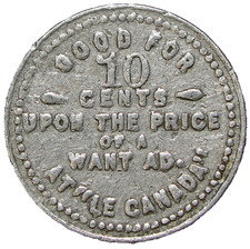 Token 10 Cents Want Ad Good For Canada #24937
