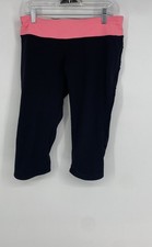 Lululemon Womens Black Flat Front Zipper Back Pocket Pull-On Capri Pants Size 8