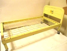 Vintage Yellow Metal Doll Bed Amsco Doll-E-Bed