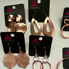 Paparazzi Rose Gold Tone Metal Fashion Earrings Mixed Lot - 5 Pair Set