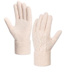 Winter Gloves Women - Warm Fleece Lined Winter Gloves with Touchscreen Beige