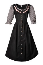 Trachtenkleid Dirndl lang 75 cm Frotzhofen schwarz Leinenkleid kurzarm Mona 