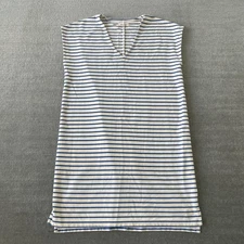 Madewell Dress Women S V Neck Blue Striped Shirt Mini Shift Casual Coastal