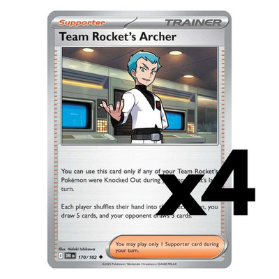 4x Team Rocket's Archer - 170/182 - SV10: Destined Rivals Pokemon Playset x4