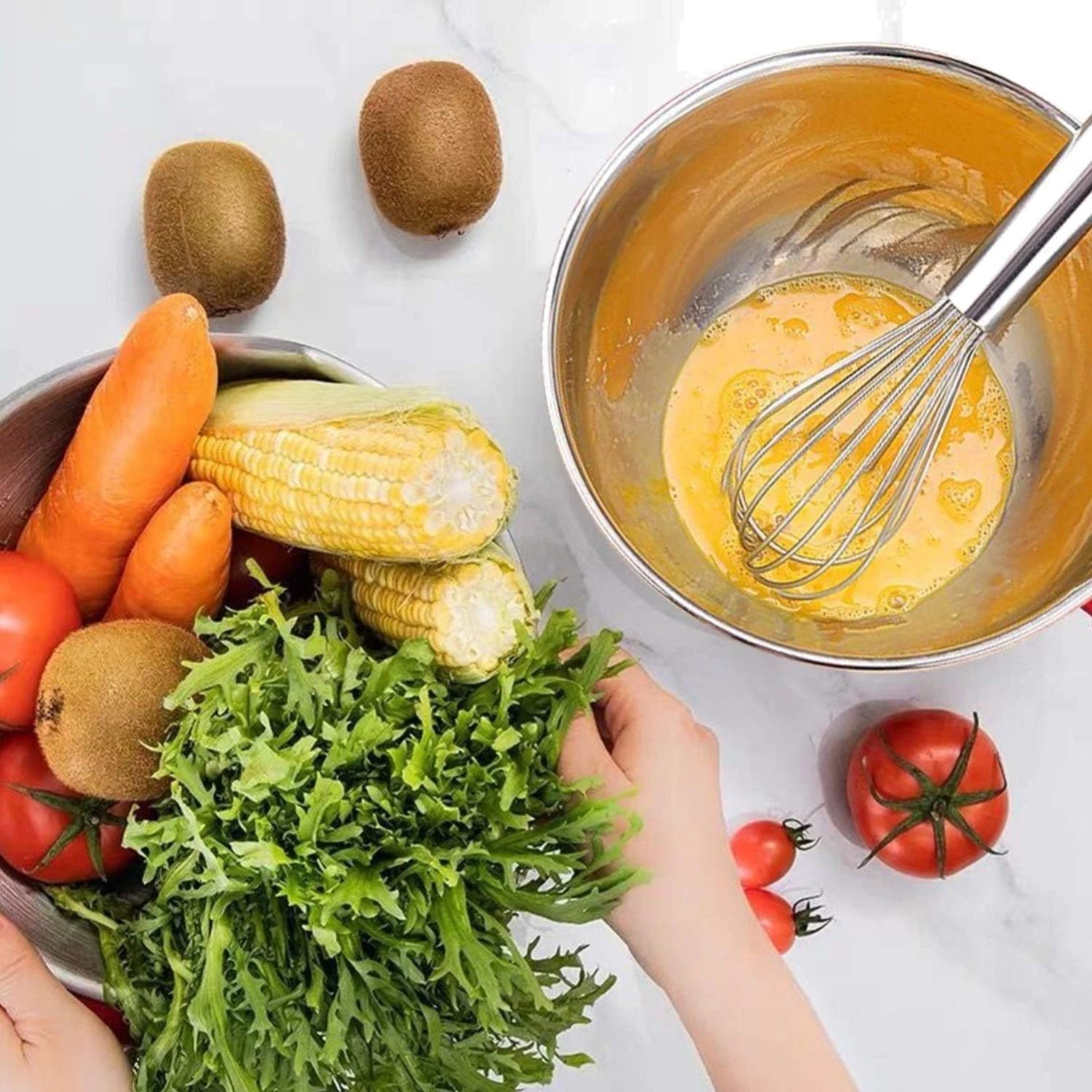 Mixing Bowls with Airtight Lids，6 piece Stainless Steel Metal Nesting Storage...