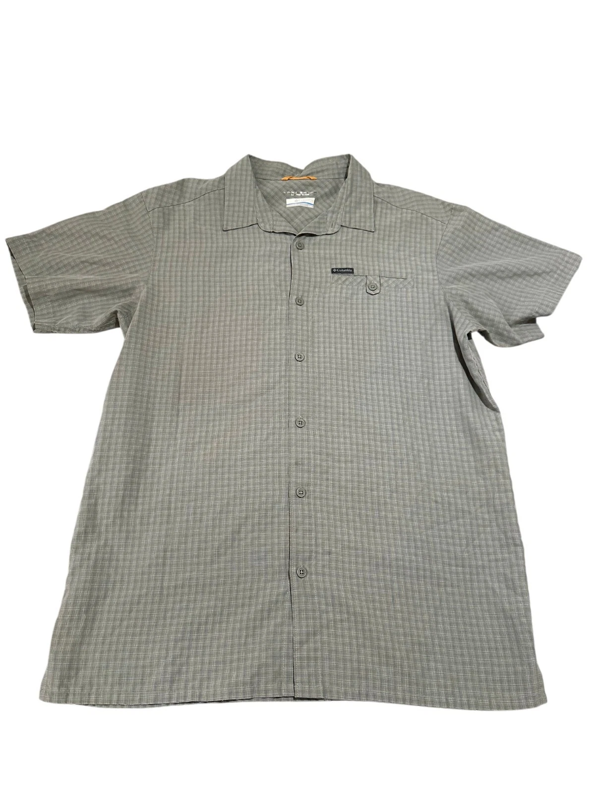 Columbia Camp Shirt Mens Large Green Sun Protection Omni-Shield Short Sleeve