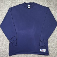 Vintage Russell Athletic Longsleeve High Cotton Large Navy Blue Faded USA Made