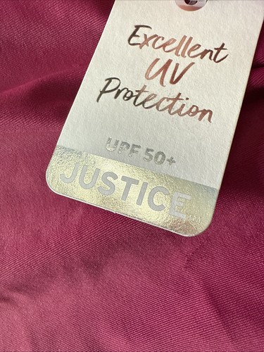 Justice Size 8 Maroon/Burgundy 1-Pc Logo Swimsuit Summer Swim - Picture 5 of 7