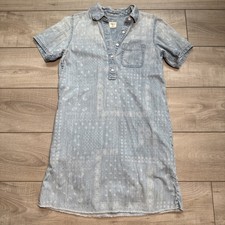 Gap Denim Dress XS Petite Button Front Short Sleeve Blue Jean Western Y2k Collar