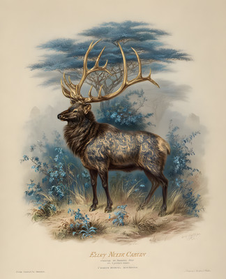 8x10 Antlered Elk Woodland Wildlife Art Print - 635509551