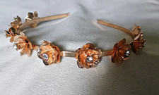 Gold Flower Headband w Rhinstones Head Band Hair Accessory