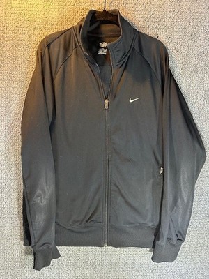 Nike Athletic Department Swoosh Logo Track Warm Up Zip Jacket / Black / Large
