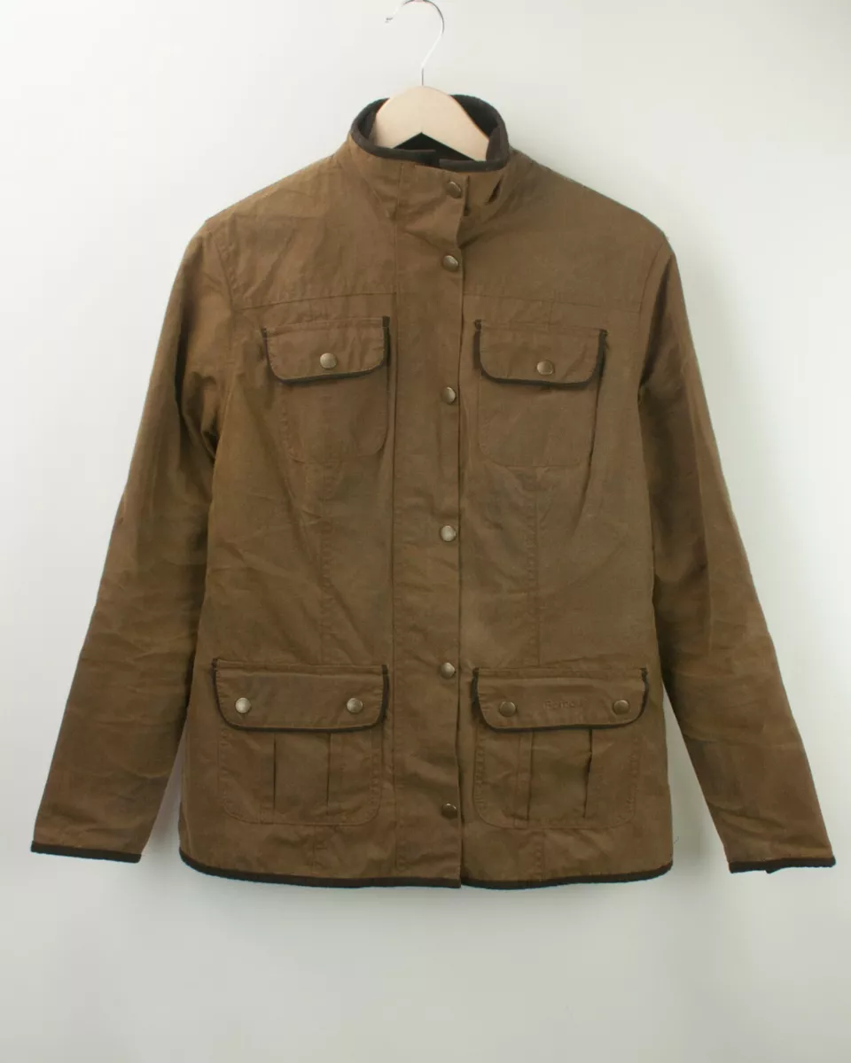 Ladies Barbour Utility Waxed Jacket Tan Brown UK 12 L1090 eBay