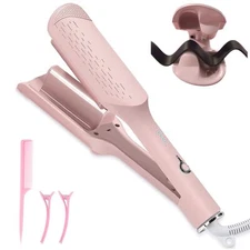 Wave Curling Iron 32mm 1.25" Ionic Wavy Hair Curler with Ceramic 2 Barrel Fas...