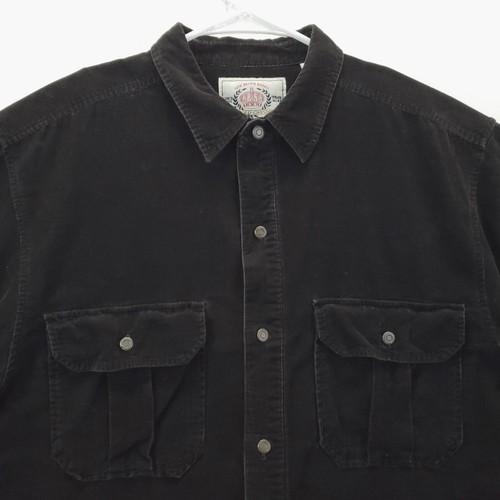Bugle Boy Shirt Mens Medium Black Shacket Cotton Corduroy Long Sleeve Button-Up - Picture 3 of 11