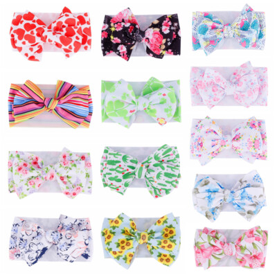 Baby Toddler Girls Kids Boho Print Bow Knot Turban Headband Hair Band Headwrap