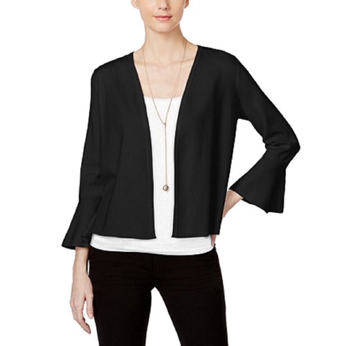 Alfani Keyhole Ruffle Sleeve Sweater Black Size 10 main image 1