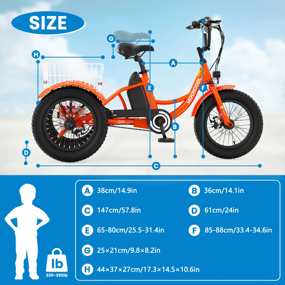 NAIZEA 16" Electric Tricycle for Youth 3 Wheel Electronic 20 Mph Trike & Basket - Image 2 of 4