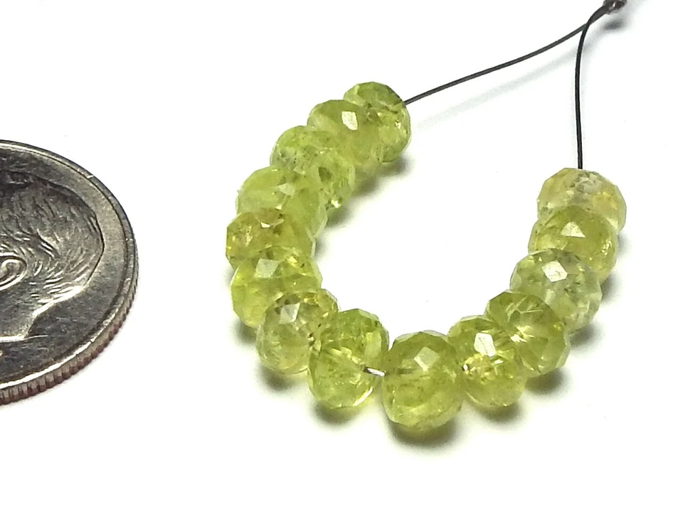 14 cuentas rondelle facetadas CHRYSOBERYL verde neón 5 mm AAA NATURAL/R8 Foto 2 de 2
