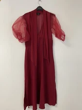 Topshop Dress Womens 8 Red Party Ball Coctail Lace Short Sleeve Formal N119