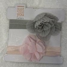 Carter's Just One You 2 Piece Headwraps Headbands Gray Pink