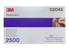 3M Wetordry Abrasive Sandpaper Sheet (02045, 2045), 2500 Grit, 50 Count