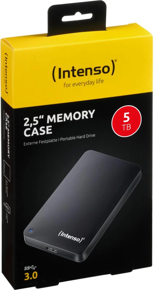 Intenso Hard Disk Esterno 5 TB 2.5" USB 3.0 Nero 6021513 Memory Case - Immagine 2 di 4