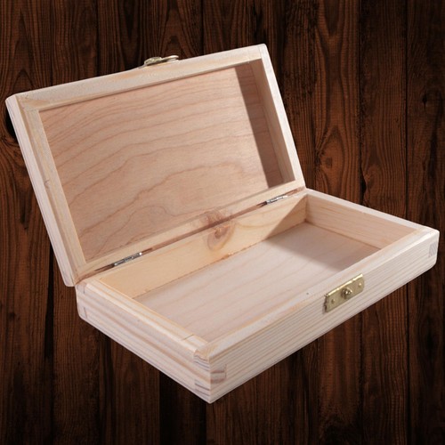 Caja de madera pequeña delgada | 17,5x10x3,5 cm| Estuche de regalo poco profundo soporte de memoria de recuerdo - Imagen 9 de 12