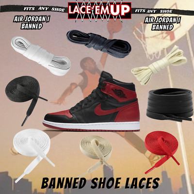 ''Banned'' Flat Shoe Laces replacement for jordan 1  OG BLACK TOE LACES