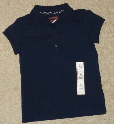 Cat & Jack Girls School Uniform Polo Shirt Stretch Short Sleeve Size XS 4/5 New