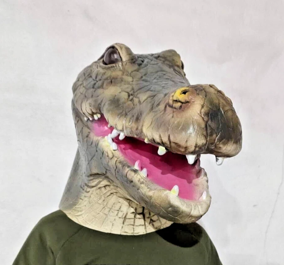 Crocodile Animal Head Full Head Latex Mask Halloween Props Cosplay Costumes - Image 3 of 4