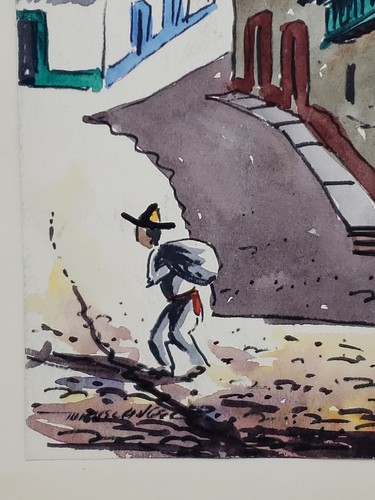 13x10 ORIGINAL WATERCOLOR PAINTINGS ON CARDBOARD - VINTAGE, LATIN AMERICA MEXICO - Picture 7 of 24