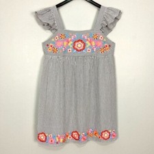 Savanna Jane Embroidered Stripe Dress Women’s Size L Flutter Sleeves Babydoll