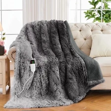 Heated Electric Blanket Faux with 10 Heat Settings, 5 Time Settings, ETL 50"x60"