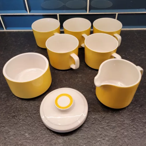 MCM Coffee Tea Set Mikasa Provencal Mustard Yellow Coffee C2300 Cups Sugar Cream