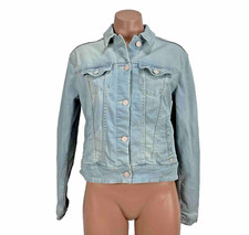 Lularoe Harvey Womens Jean Jackets Sz Small Light Blue Acid Denim Button Up