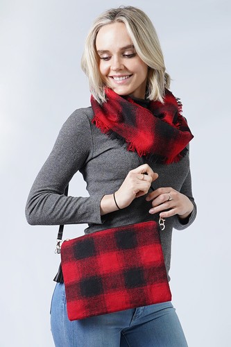 Anthropologie Style Fashion Designer Everyday Buffalo Check Clutch Crossbody Bag - Picture 10 of 13