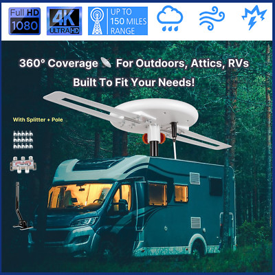 FLASH DEAL Amplified Omni Directional TV Antenna 4K 1080P Digital 360° Reception