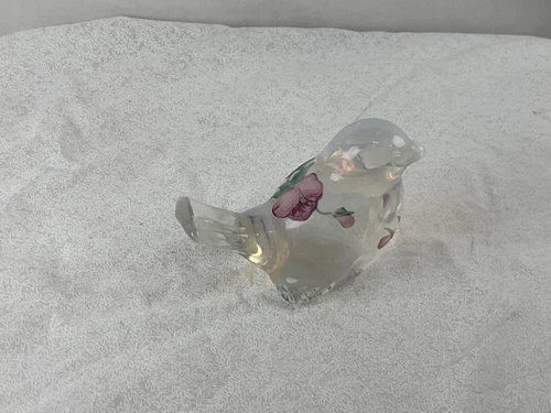 Fenton  Iridescent Hand Painted Bird …..Signed By Artist